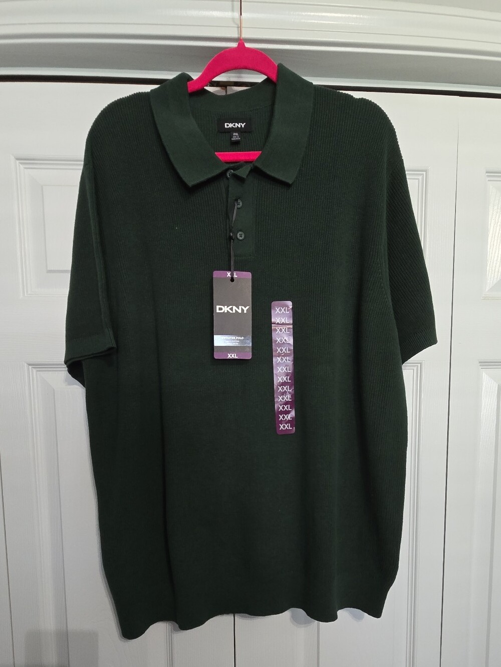 🆕️ DKNY Men’s Forest Green Sweater Polo Shirt